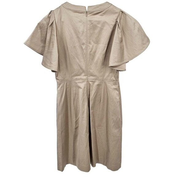 Banana Republic Womens 2 Flutter‎ Sleeve Fit and Flare Dress in Golden Beige NWT - Picture 4 of 13